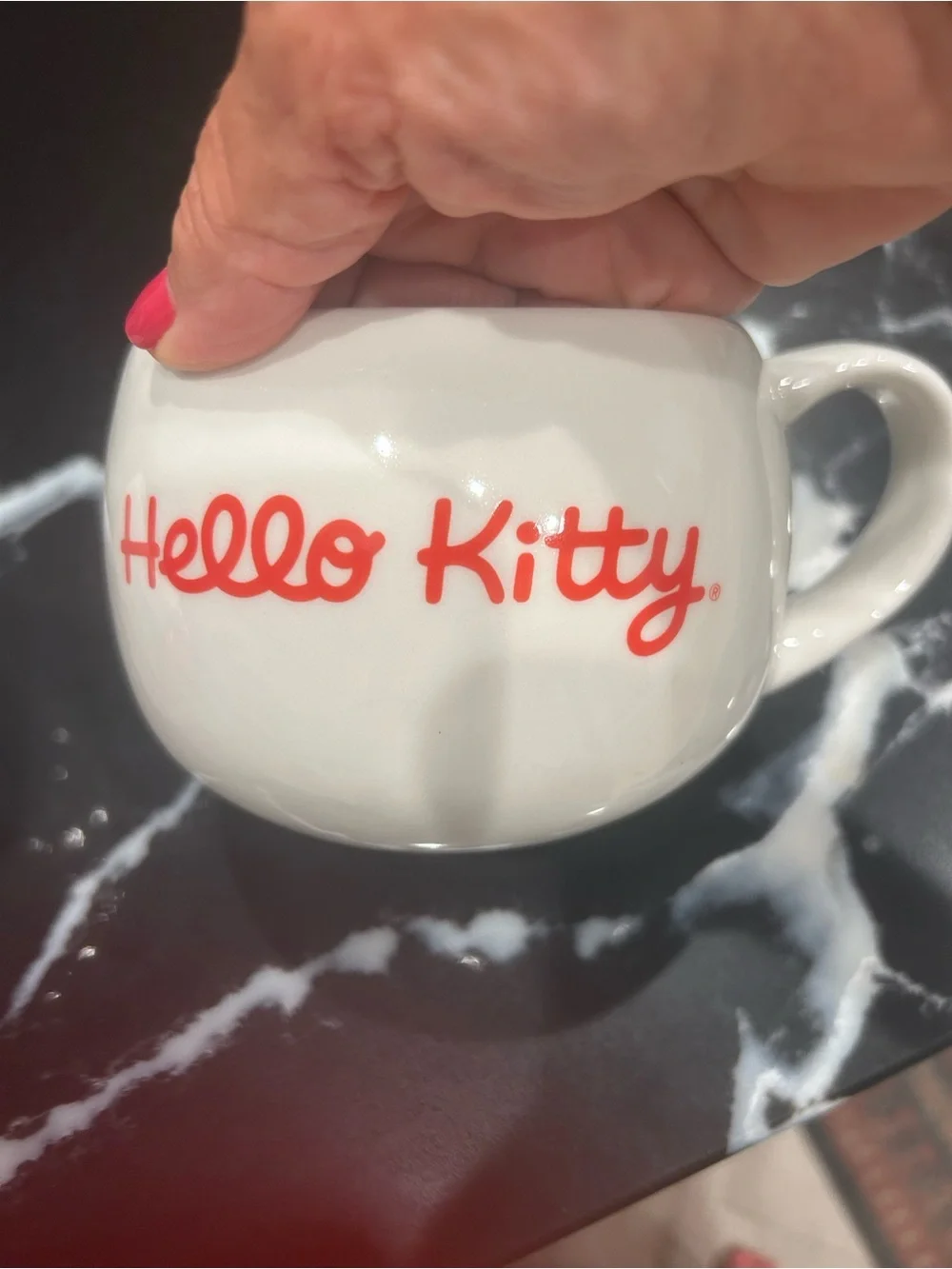 Hello Kitty White Ceramic Mug with Red Bow NWT